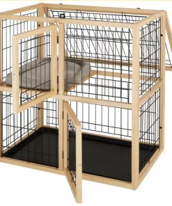 Frisco Collapsible Wood & Wire Cat Cage Playpen, 2 Level -Frisco Sales 2024 323214 PT3. SY630 V1645493866