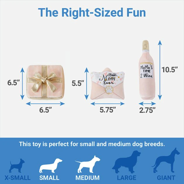 Frisco Mother's Day Gifts Plush Squeaky Dog Toy, 3 count 4 Frisco Mother's Day Gifts Plush Squeaky Dog Toy, 3 count - Image 2