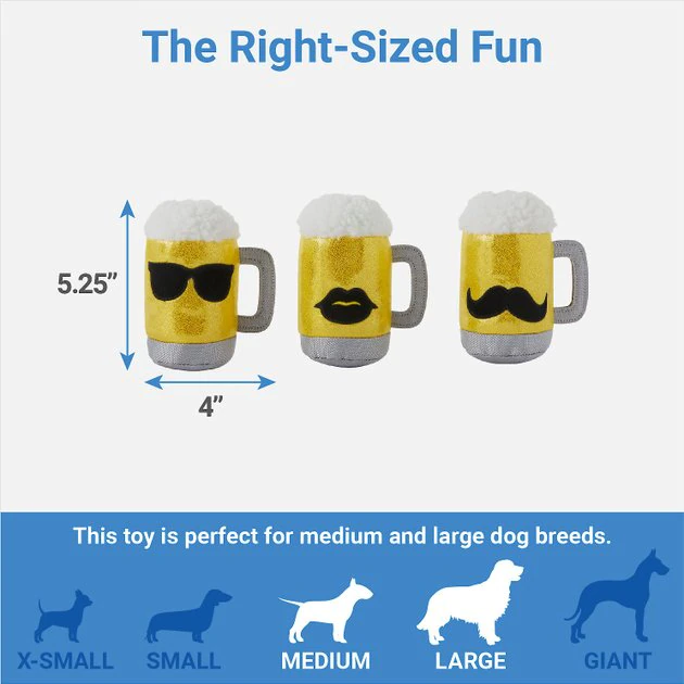 Frisco Beer & Keg Plush Squeaky Dog Toy, 4 count 4 Frisco Beer & Keg Plush Squeaky Dog Toy, 4 count - Image 2