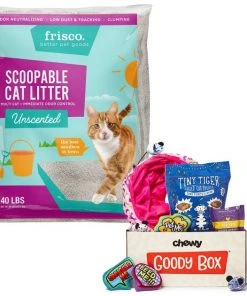 Goody Box||Frisco Goody Box Retro Toys & Treats + Frisco Multi-Cat Unscented Clumping Clay Cat Litter, 40-lb